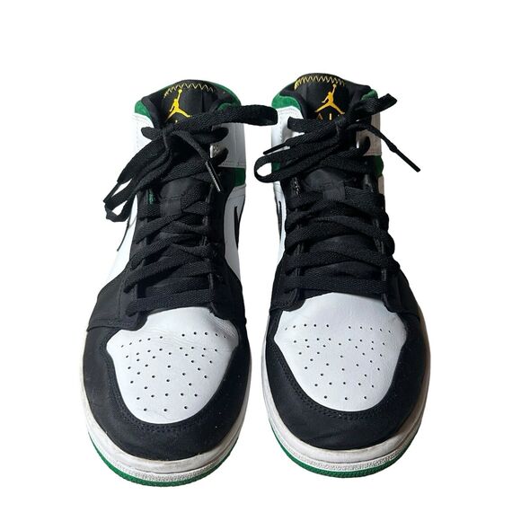 Nike Men’s Air Jordan 1 Mid SE Shoes Oakland Lucky Green Yellow 852542101 - Picture 2 of 7